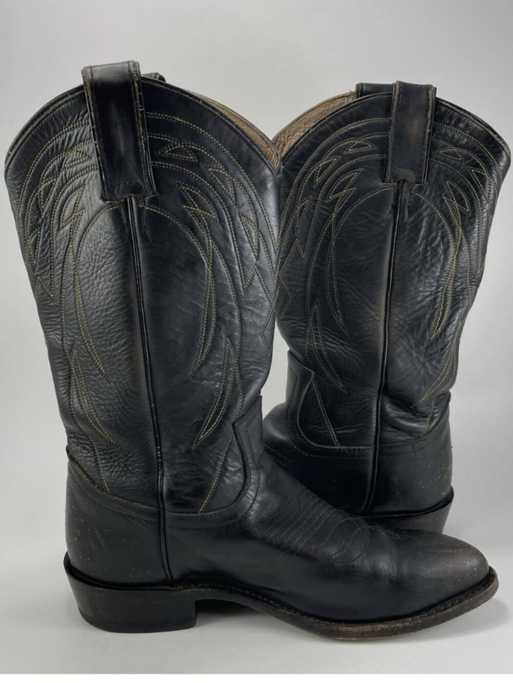 Frye Billy Pull On Distressed Rodeo Black Leather Cowboy Southwestern Tall Boot